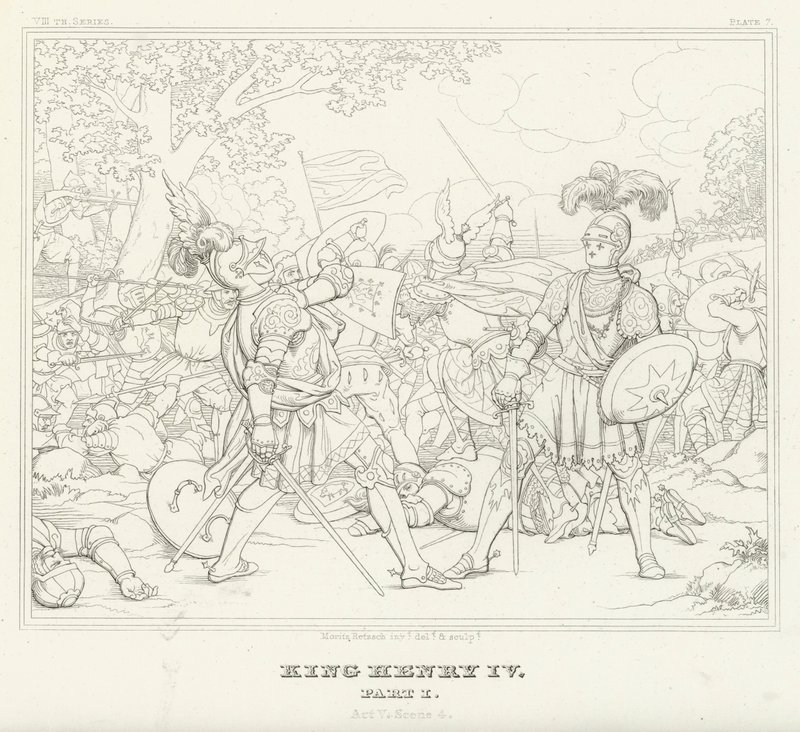 Kral Henry IV, Bölüm I, Perde V, Sahne 4 (gravür) by Friedrich August Moritz Retzsch
