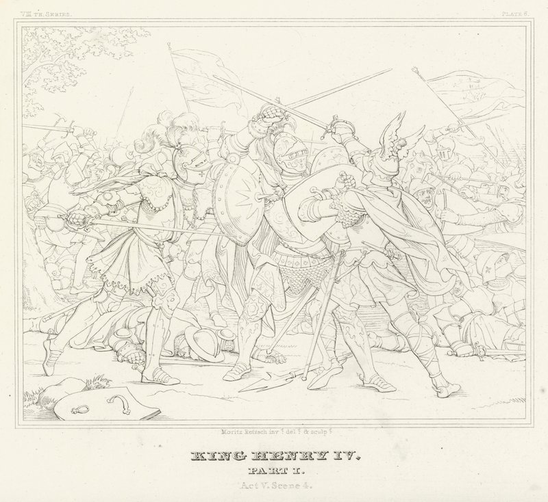 Kral Henry IV, Bölüm I, Perde V, Sahne 4 (gravür) by Friedrich August Moritz Retzsch