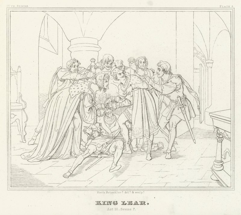 Kral Lear, III. Perde, Sahne 7 (gravür) by Friedrich August Moritz Retzsch