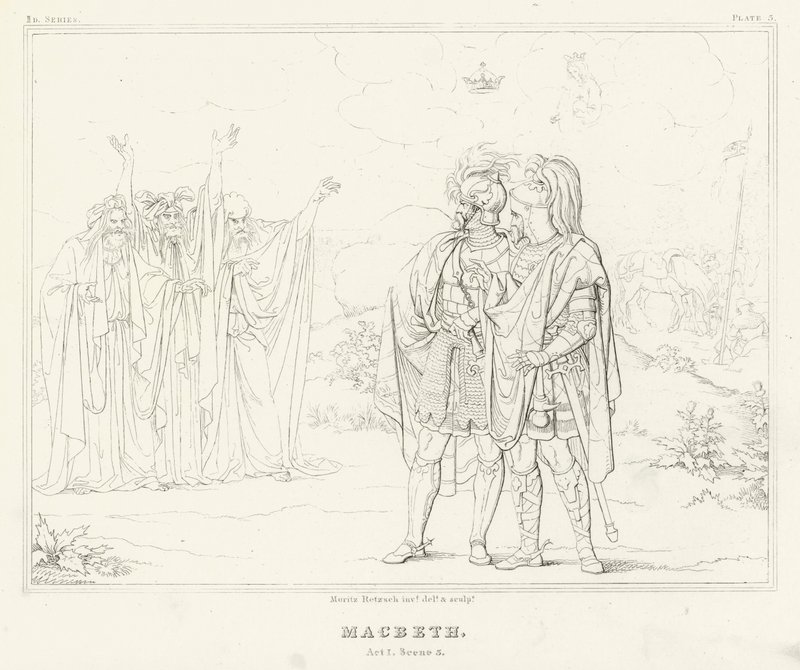 Macbeth, Perde I, Sahne 3 (gravür) by Friedrich August Moritz Retzsch