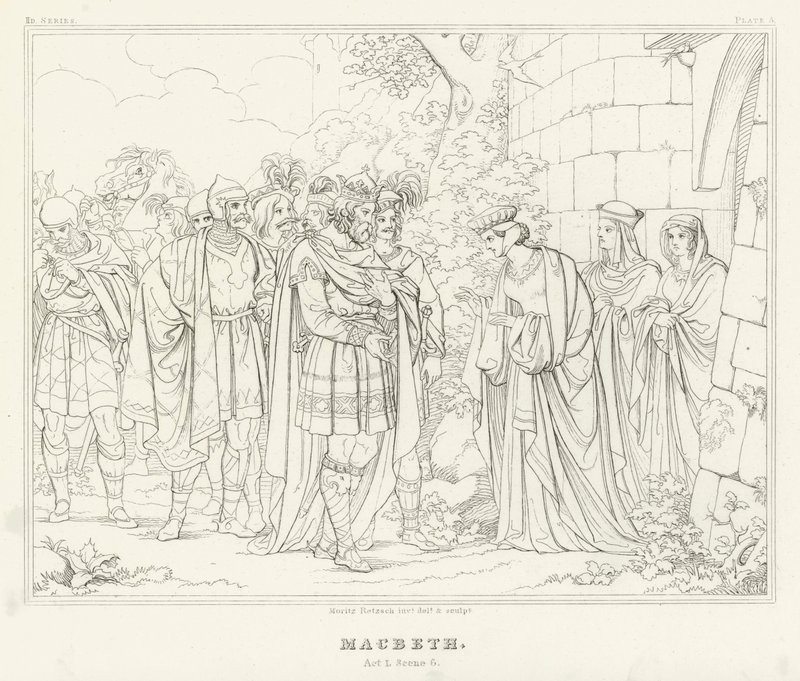 Macbeth, Perde I, Sahne 6 (gravür) by Friedrich August Moritz Retzsch
