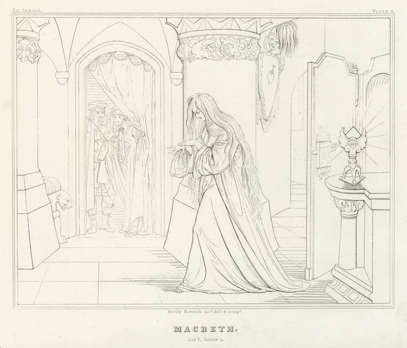 Macbeth, Act V, Sahne 1 (gravür) by Friedrich August Moritz Retzsch