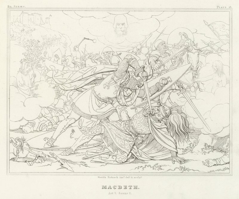 Macbeth, Act V, Sahne 7 (gravür) by Friedrich August Moritz Retzsch