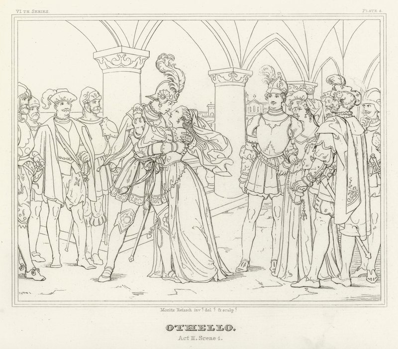 Othello, II. Perde, 1. Sahne (gravür) by Friedrich August Moritz Retzsch