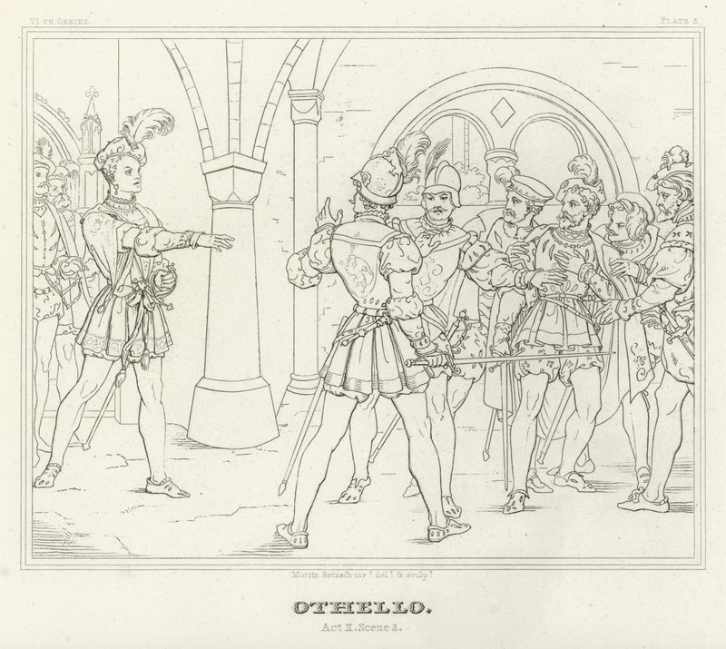 Othello, II. Perde, Sahne 3 (gravür) by Friedrich August Moritz Retzsch