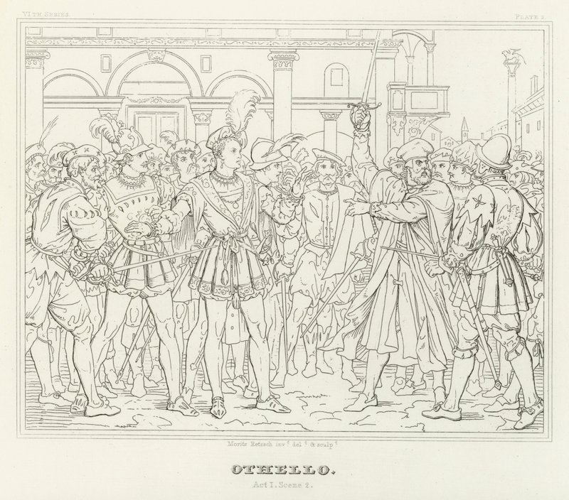 Othello, Perde I, Sahne 2 (gravür) by Friedrich August Moritz Retzsch