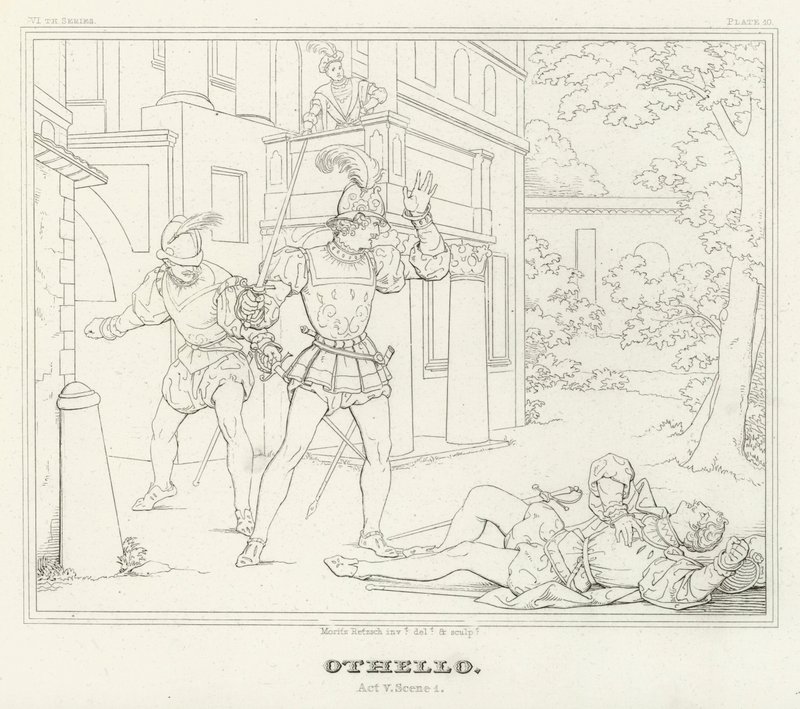 Othello, Perde V, Sahne 1 (gravür) by Friedrich August Moritz Retzsch