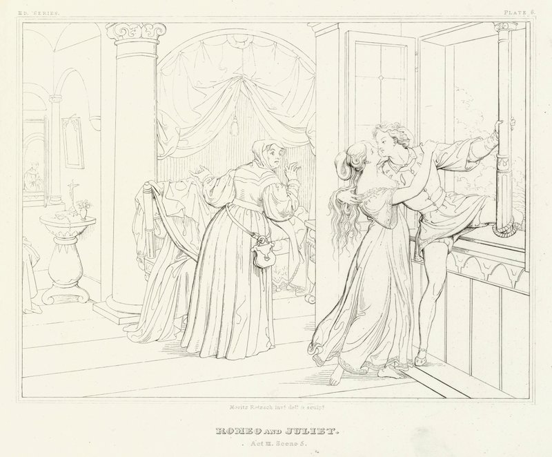 Romeo ve Juliet, III. Perde, 5. Sahne (gravür) by Friedrich August Moritz Retzsch