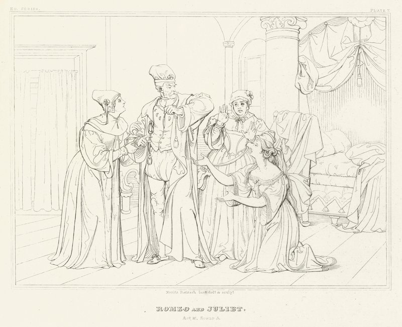 Romeo ve Juliet, III. Perde, 5. Sahne (gravür) by Friedrich August Moritz Retzsch