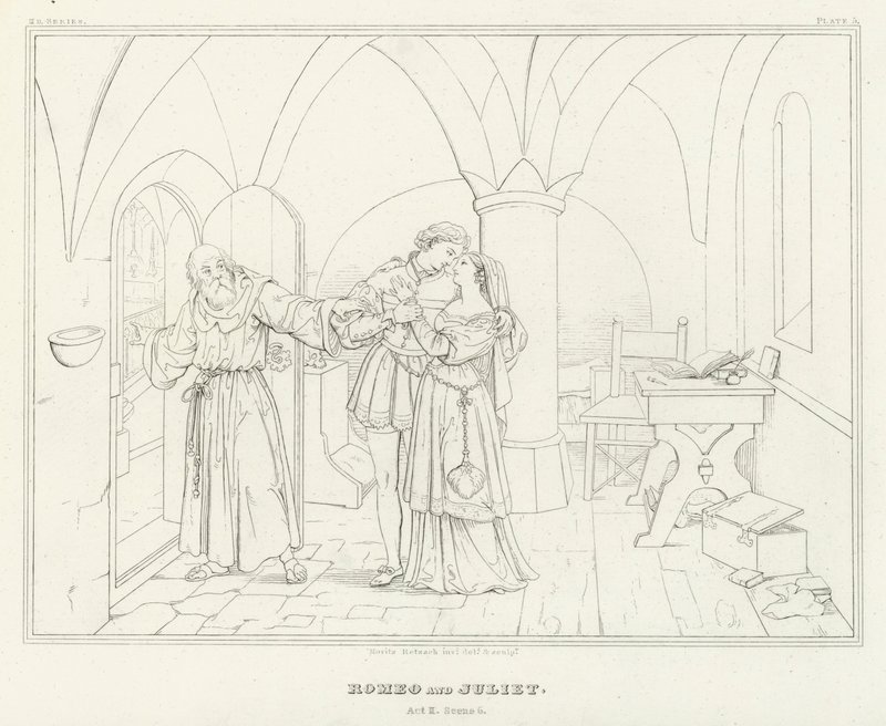 Romeo ve Juliet, II. Perde, 6. Sahne (gravür) by Friedrich August Moritz Retzsch
