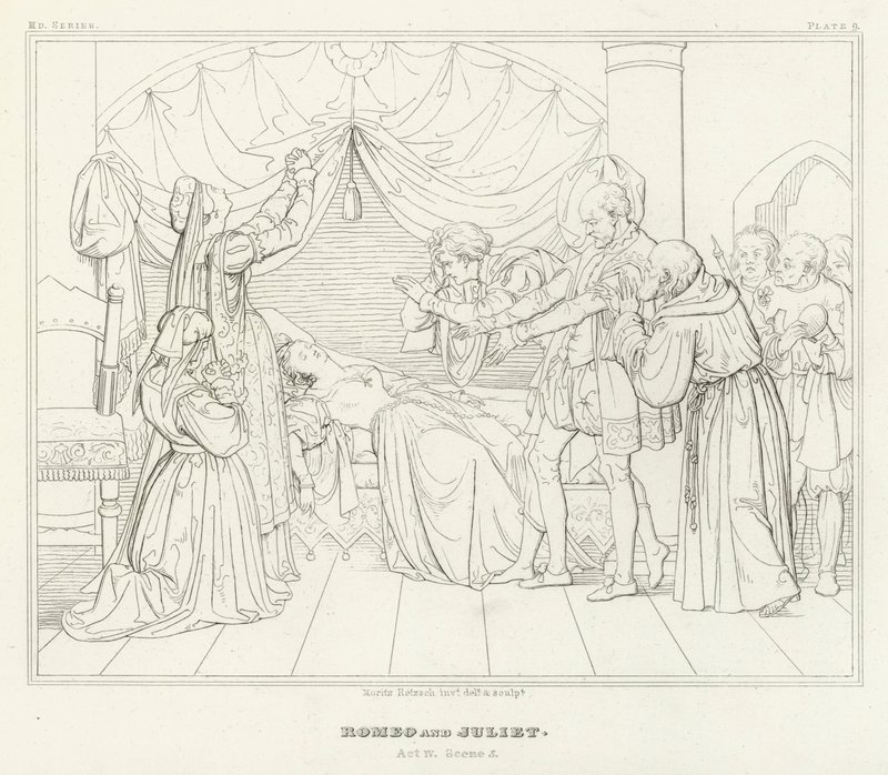 Romeo ve Juliet, Perde IV, Sahne 5 (gravür) by Friedrich August Moritz Retzsch