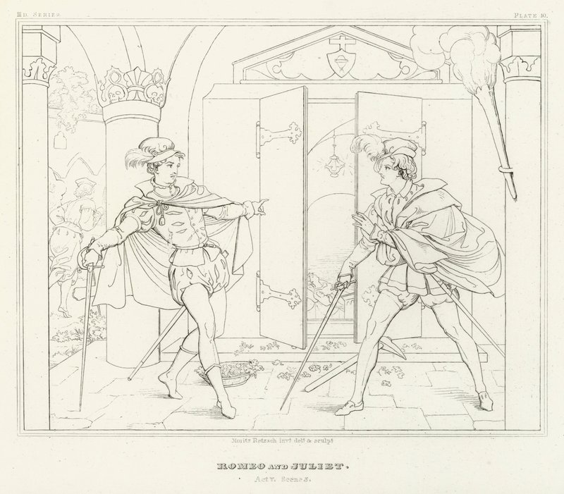 Romeo ve Juliet, Act V, Sahne 3 (gravür) by Friedrich August Moritz Retzsch
