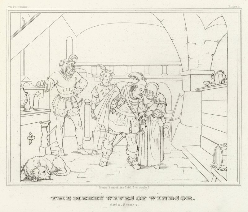 Windsor'un Neşeli Kadınları, II. Perde, 2. Sahne (gravür) by Friedrich August Moritz Retzsch
