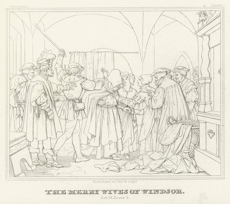 Windsor'un Neşeli Eşleri, IV. Sahne, 2. Sahne (gravür) by Friedrich August Moritz Retzsch