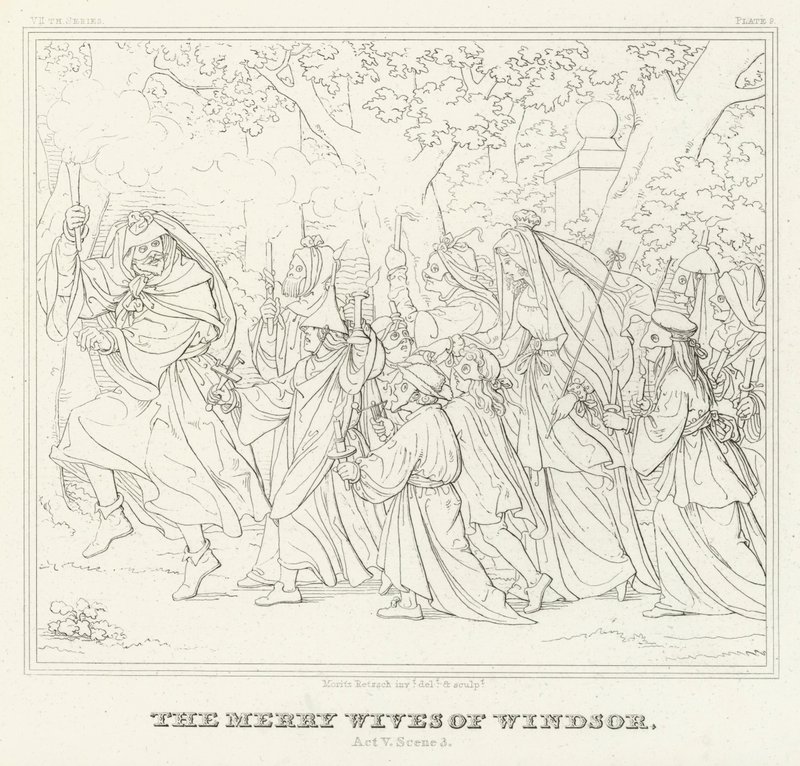Windsor'un Neşeli Eşleri, V Yasası, Sahne 3 (gravür) by Friedrich August Moritz Retzsch