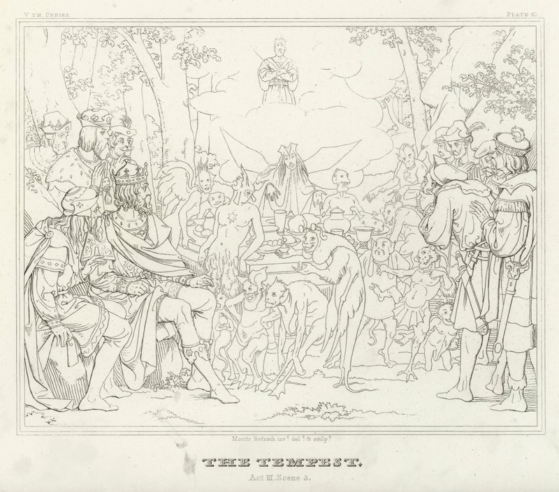 Fırtına, III. Perde, Sahne 3 (gravür) by Friedrich August Moritz Retzsch