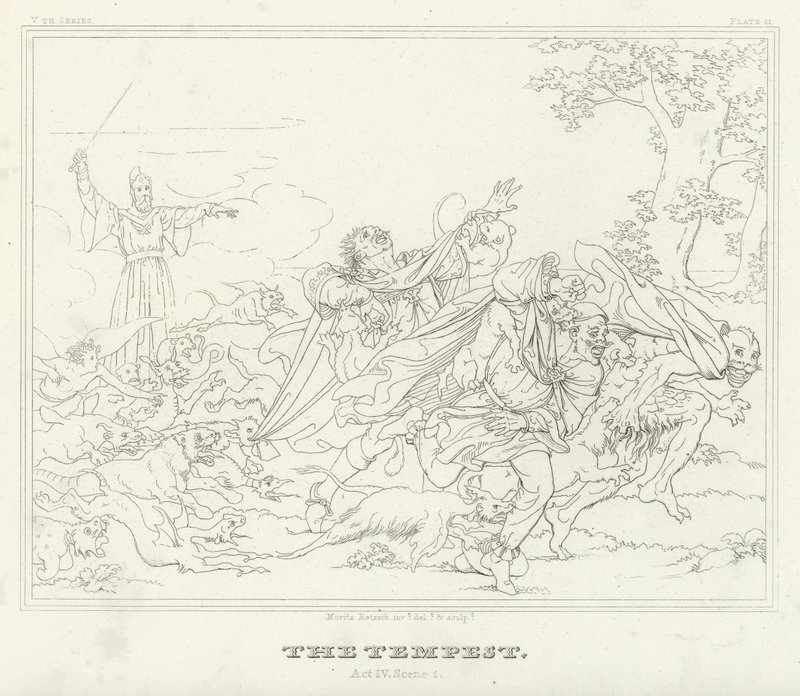 Fırtına, Perde IV, Sahne 1 (gravür) by Friedrich August Moritz Retzsch