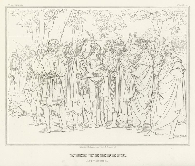 Fırtına, Perde V, Sahne 1 (gravür) by Friedrich August Moritz Retzsch