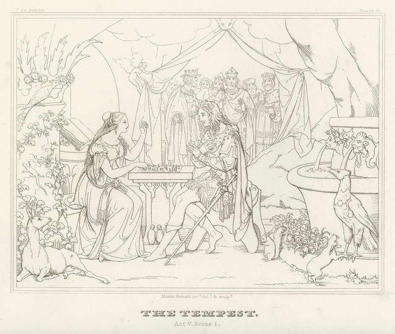 Fırtına, Perde V, Sahne 1 (gravür) by Friedrich August Moritz Retzsch