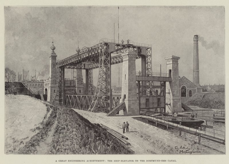 A Great Engineering Achievement, the Ship-Elevator on the Dortmund-Ems Canal  by Fritz Stoltenberg