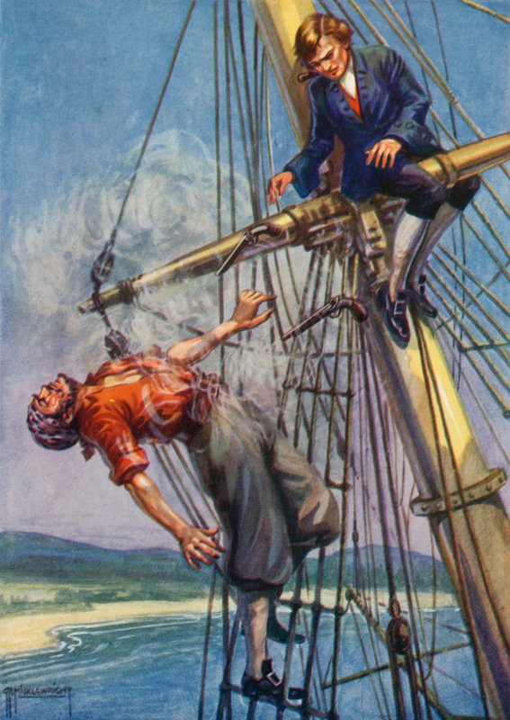 Robert Louis Stevenson tarafından Treasure Island için çizim (renkli taş) by G.P. Micklewright