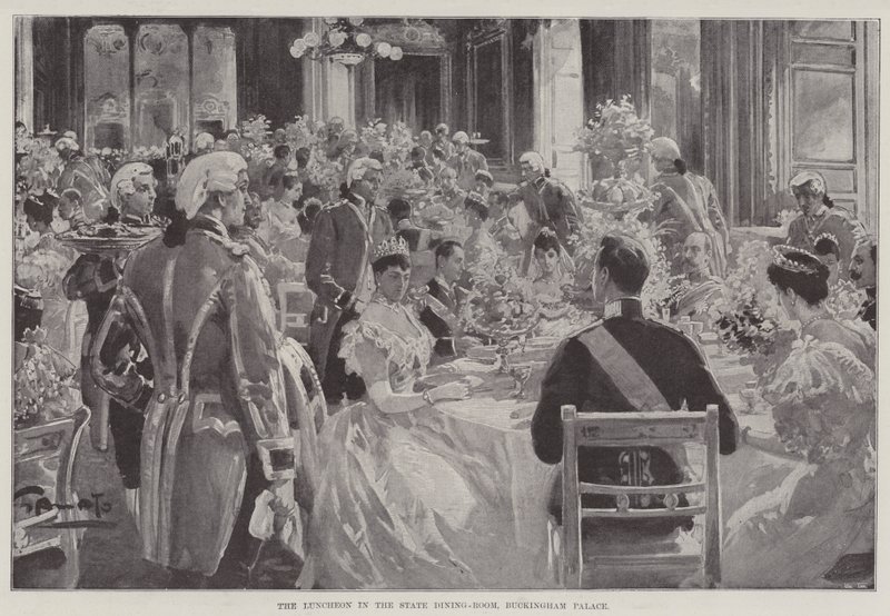Devlet Yemek Odasında Öğle Yemeği, Buckingham Sarayı by G.S. Amato