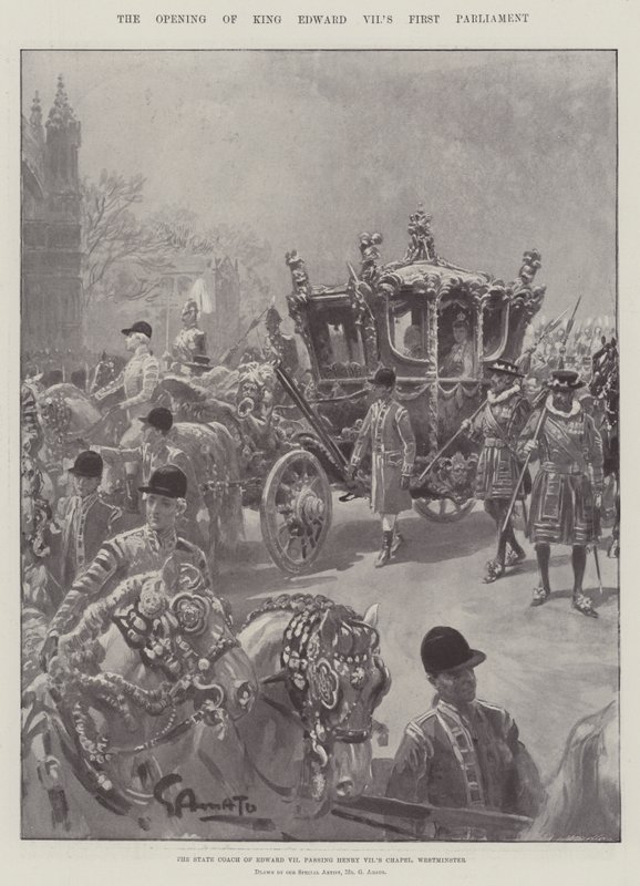 Kral Edward VII'nin İlk Parlamentosu'nun Açılışı by G.S. Amato