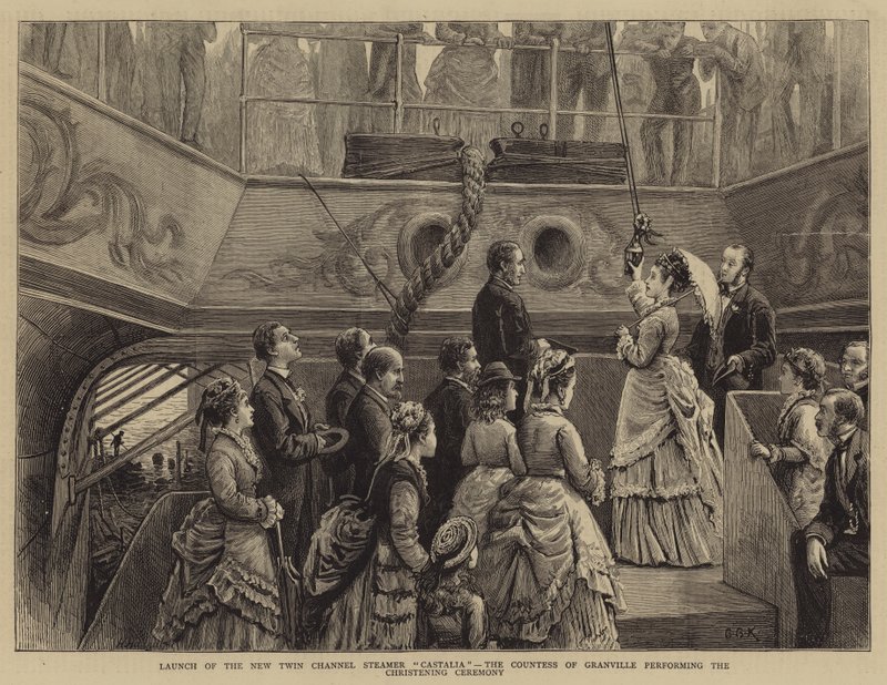 Vaftiz Törenini gerçekleştiren Granville Kontesi Yeni İkiz Kanallı Buharlı Pişirici Castalia'nın Lansmanı by George Goodwin Kilburne