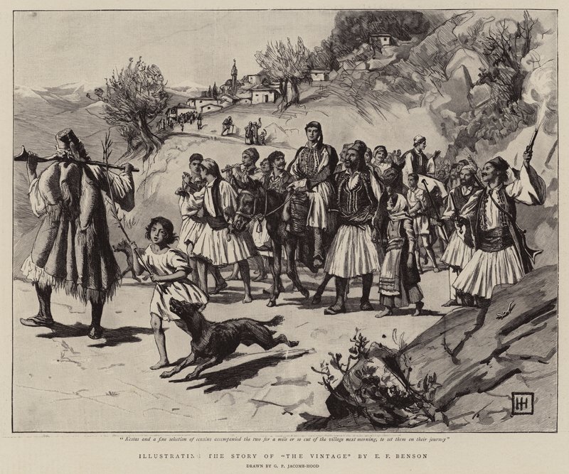 EF Benson gravür tarafından Vintage Öyküsü resimleme by George Percy Jacomb Hood