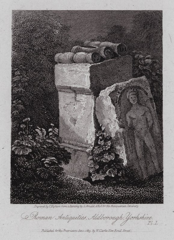 Roma Eski Eserleri, Aldborough, Yorkshire (gravür) by George (after) Arnald
