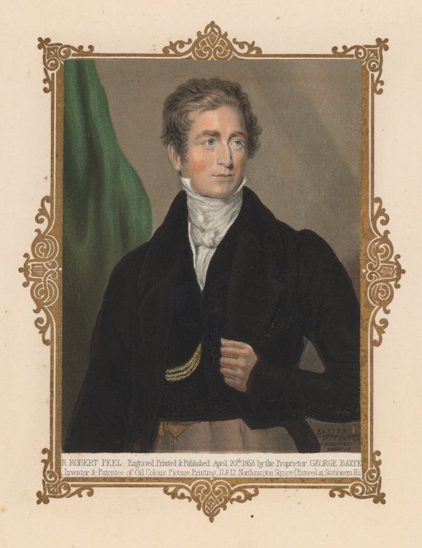 Sir Robert Peel, İngiliz politikacı ve iki kez Başbakan (renkli taş) by George (after) Baxter
