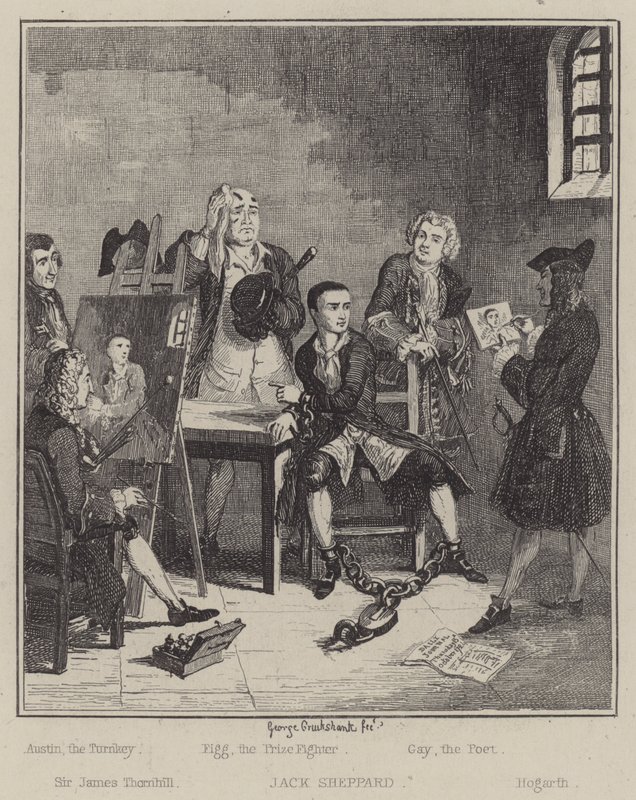 Jack Sheppard için çizim (gravür) by George (after) Cruikshank