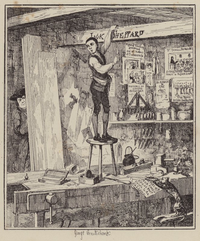 Jack Sheppard için çizim (gravür) by George (after) Cruikshank