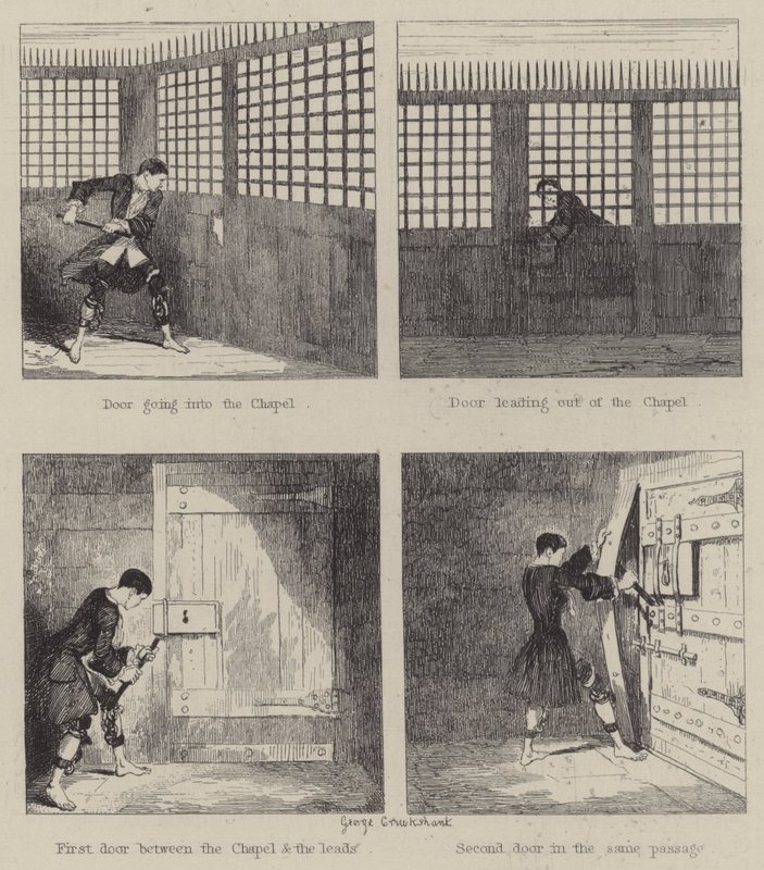 Jack Sheppard için çizim (gravür) by George (after) Cruikshank