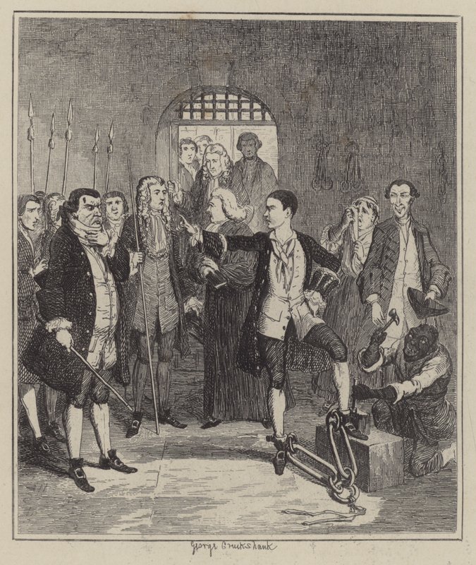 Jack Sheppard için çizim (gravür) by George (after) Cruikshank
