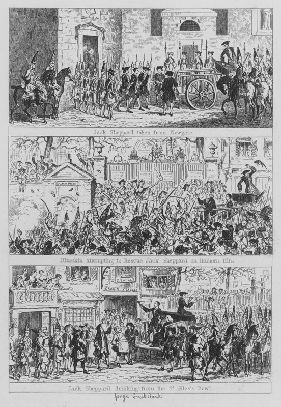 Jack Sheppard için çizim (gravür) by George (after) Cruikshank