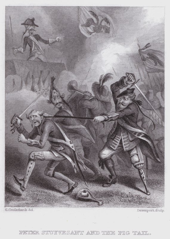 Peter Stuyvesant ve domuz kuyruğu (gravür) by George (after) Cruikshank