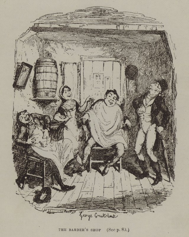 Berber Dükkanı (gravür) by George (after) Cruikshank