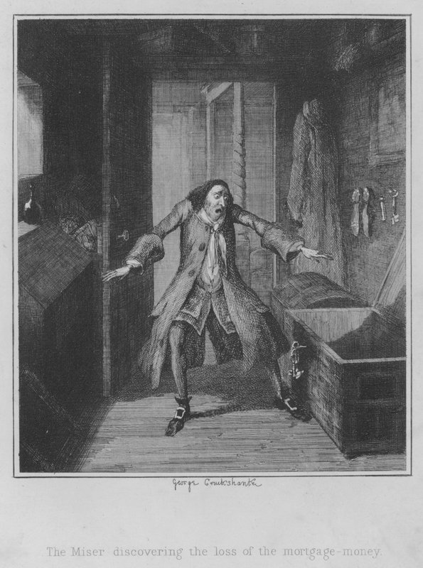 Cimri ipotek parasının kaybını keşfediyor (gravür) by George (after) Cruikshank