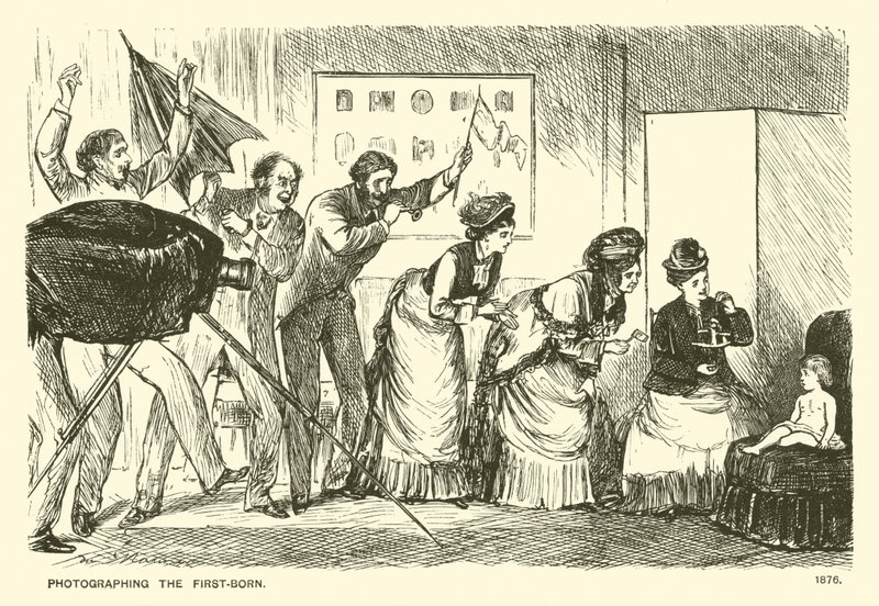 İlk doğanları fotoğraflamak (gravür) by George (after) Du Maurier