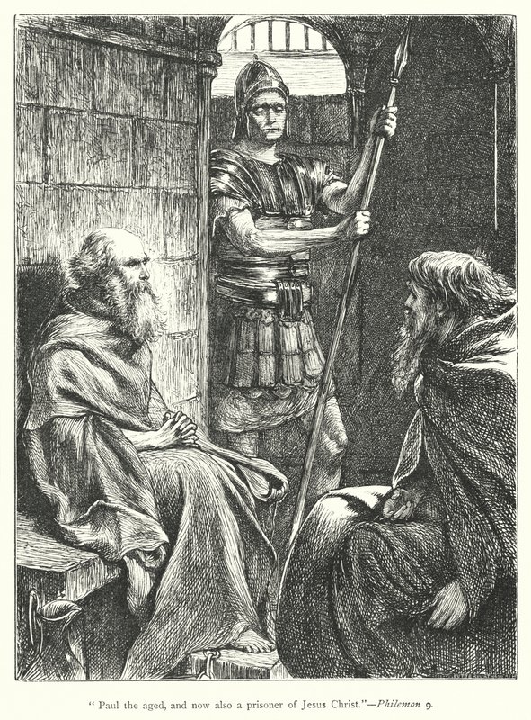 St Paul Hapishanede (gravür) by George (after) Du Maurier