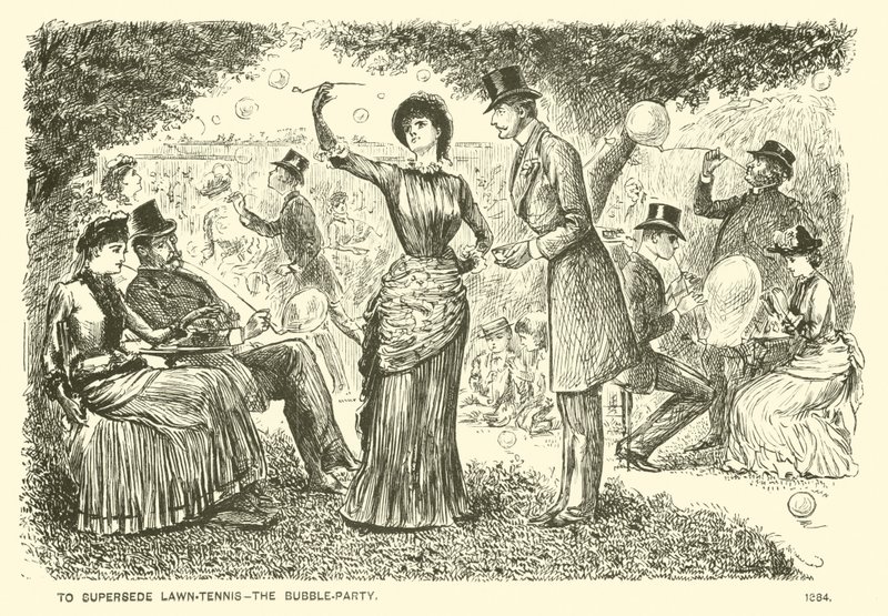 Çim tenisinin yerini almak için - balon partisi (gravür) by George (after) Du Maurier