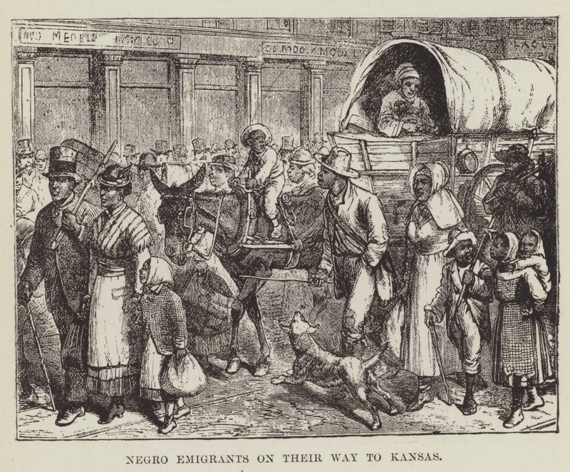 Siyahi Göçmenler Kansas yolunda by George Augustus Sala
