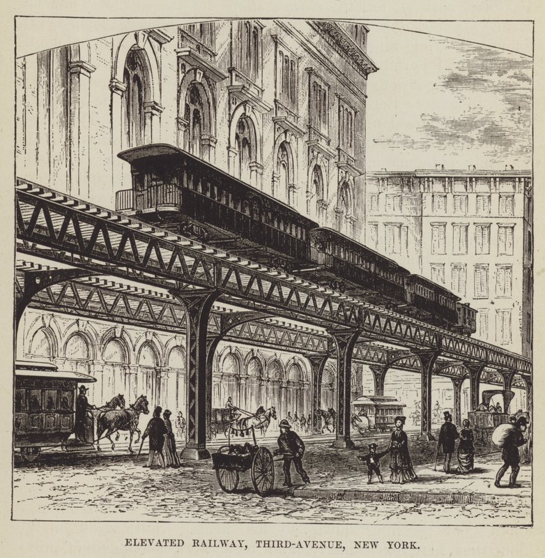 Yükseltilmiş Demiryolu, Üçüncü Cadde, New York by George Augustus Sala