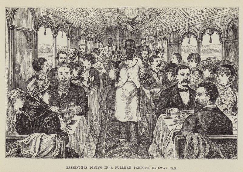 Bir Pullman Parlour Demiryolu Arabasında Yemek Yiyen Yolcular by George Augustus Sala