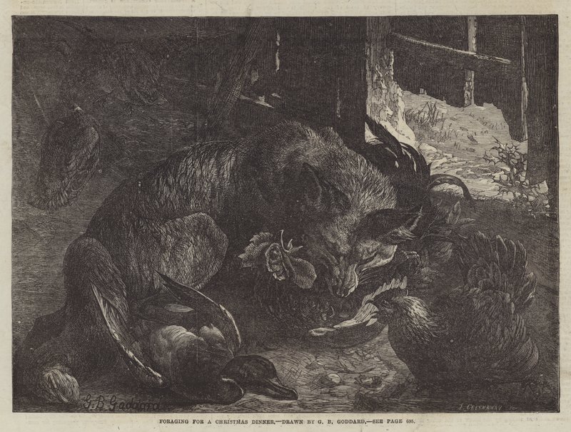 Noel yemeği için yiyecek arama by George Bouverie Goddard