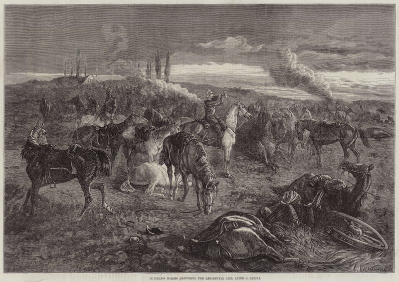 Bir Savaştan Sonra Alay Çağrısına Cevap Veren Binicisiz Atlar by George Bouverie Goddard