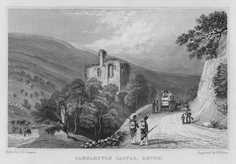 Okehampton Kalesi, Devon (gravür) by George Bryant Campion