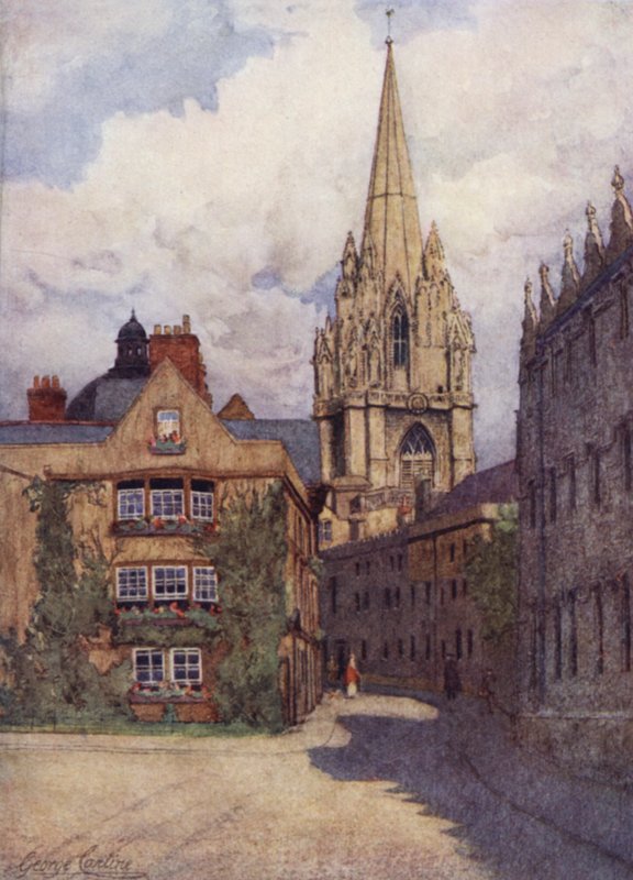 Oxford: Sağda Oriel Koleji ile Oriel Caddesi ve Merton Caddesi