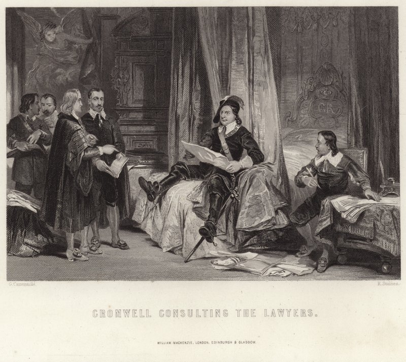 Cromwell avukatlara danışıyor by George Cattermole